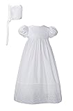 White Cotton Christening Baptism Gown with Lace