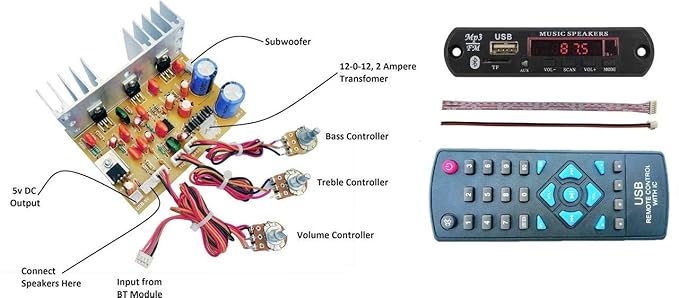 ERH INDIA Ready to use 2.1 Home Theater Amplifier Circuit Board Kit for Home Theatre Complete Kit with Bluetooth fm USB aux Card mp3 Stereo Audio Player