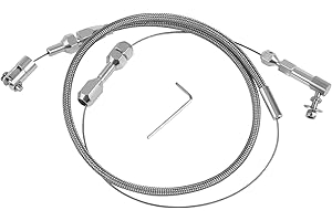 WOWYZL 24'' Throttle Cable Stainless Steel Braided Covering Locking Kit With Aluminum Fitting & Ferrule, 24 INCH Adjustable Automotive Replacement Accelerator Cables (MY017-24IN)