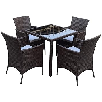 Polyrattan Gartenmöbel Gartenmöbel-Set Balkonmöbel-Set Esstisch SJ0407 Braun