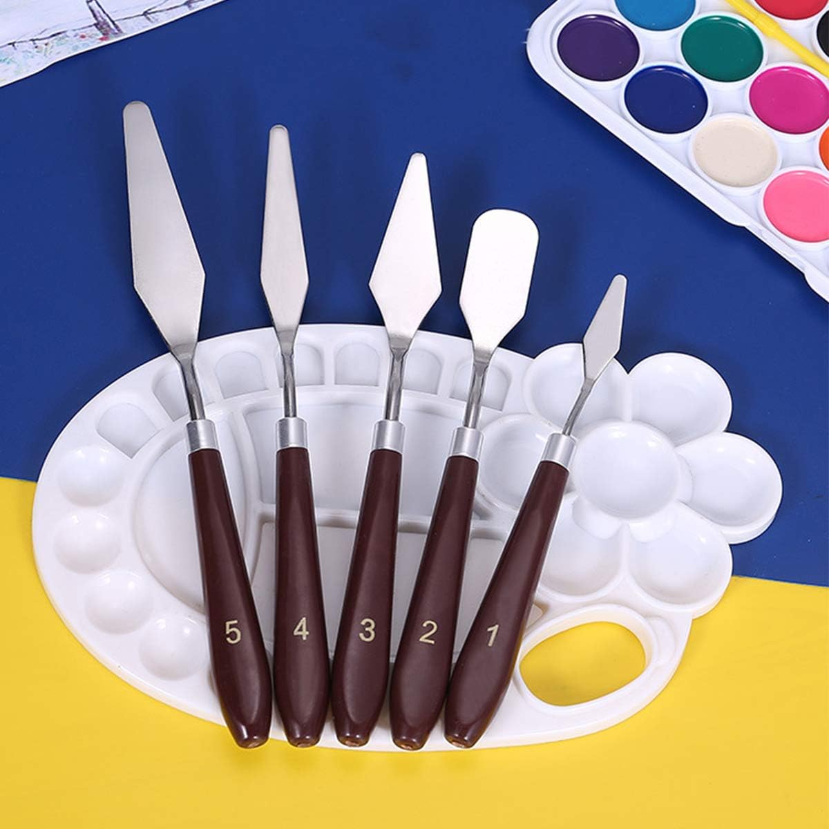 Palette Knife, NCTP 5 Pieces Stainless Steel Spatula Painting Palette Knife Oil Painting Accessories Color Mixing Set for Oil, Canvas, Acrylic Painting-Lightwish