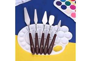 GNIMUP Palette Knife,NCTP 5 Pieces Stainless Steel Spatula Painting Palette Knife Oil Painting Accessories Color Mixing Set for Oil, Canvas, Acrylic Painting-Lightwish