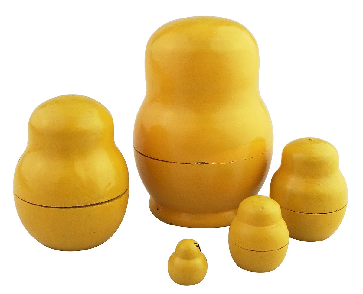 Winterworm Cute Lovely Animal Mini Yellow Chicken Handmade Wooden Russian Nesting Dolls Matryoshka Dolls Set 5 Pieces for Kids Toy Birthday Kids Room Decoration
