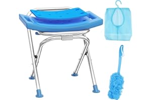 Medhelp Upgraded Folding Shower Chair, Stainless Steel Foldable Shower Seat for Inside Bathtub, Lightweight & Portable Travel Shower Stool, Anti-Slip Feet Bath Chair for Elderly, Disabled, Injured
