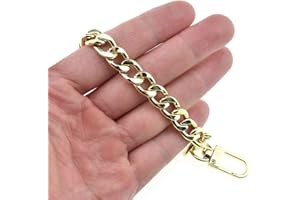 HAHIYO Purse Chain Strap Length 15.7 inches Light Gold for Shoulder Cross Body Sling Purse Handbag Clutch Replacement Strap Comfortable Flat 0.4” Wide Enough 2.4mm Extra Thick Metal Strap 1 Pack