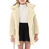 Wyeysyt Girls Faux Fur Fleece Jacket Toddler Kids Long Winter Warm Coat Fuzzy Button Down Coat with Pockets