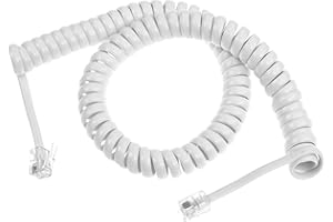 Conext Link Telephone Phone Handset Cable Cord Coiled Length 1.4Ft to 10 Feet Uncoiled White RJ11 4P4C （33251）
