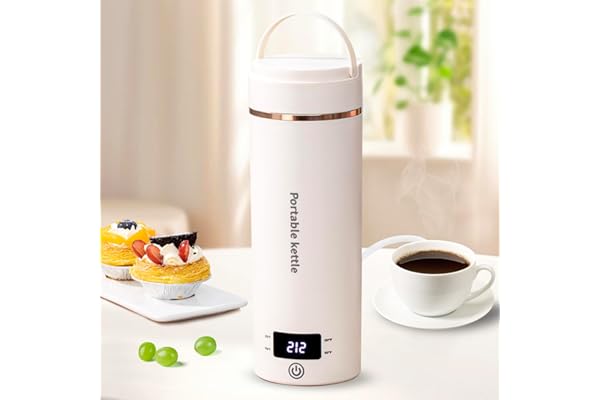 Travel Electric Kettle Portable Mini Kettle,Small Hot Water Boiler with 4 Temperature Settings,304 Stainless Steel,Fast Boiling Water with Auto Shut-Off and Boil Dry Protection,400ml (Beige, 400ML) | 304 Stainless Steel Lining,Fast Boiling Water,Auto Shut-Off,Boil Dry Protection,Small Kettle for Office & Hotel(Beige, 400ML)