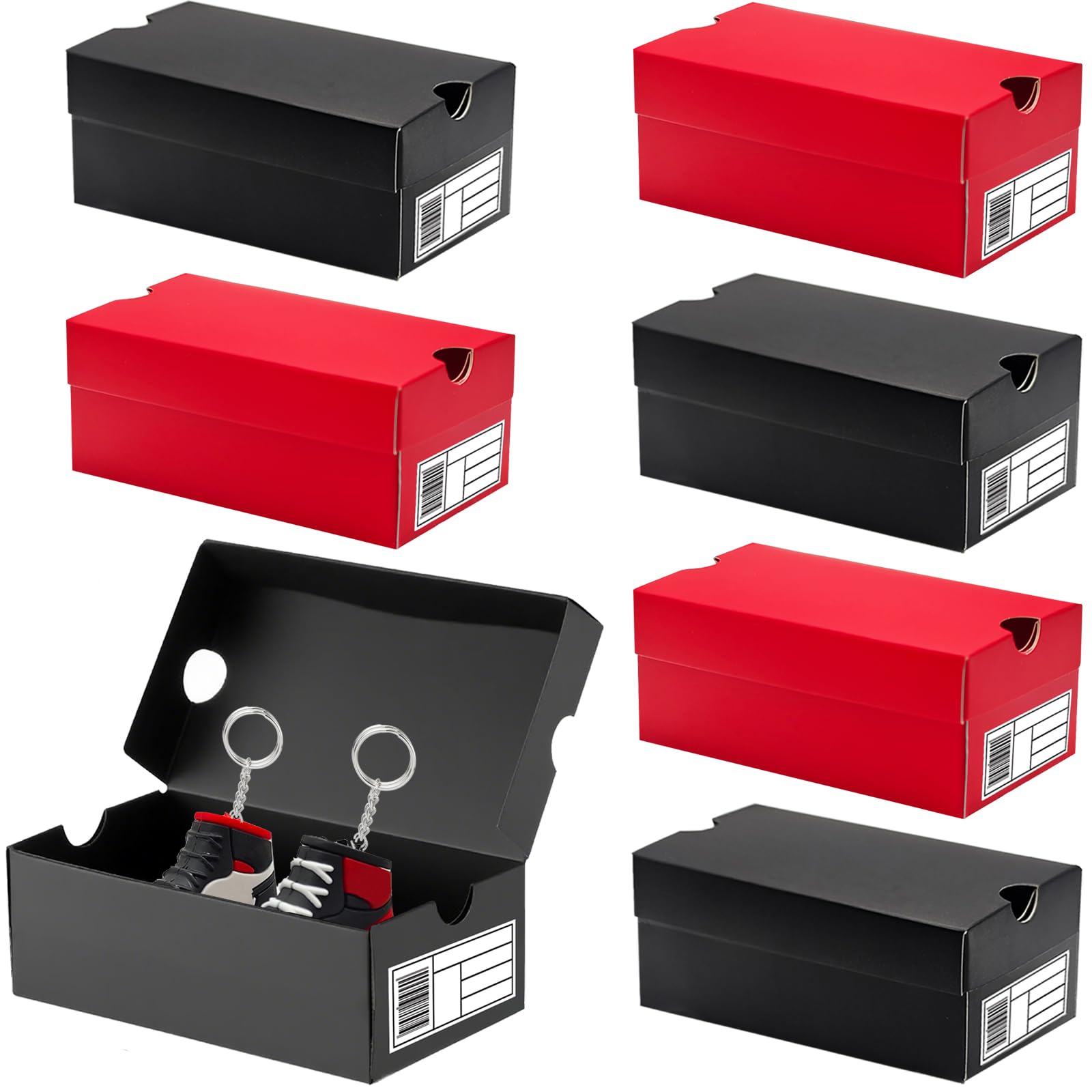 Photo 1 of 16 Pack Mini Sneaker Gift Boxes, 4.7 x 2.5 x 2 Inch Small Shoes Box with Editable Labels for Parties, Sports-Themed Candy, Cookies, Snacks (Black&Red)