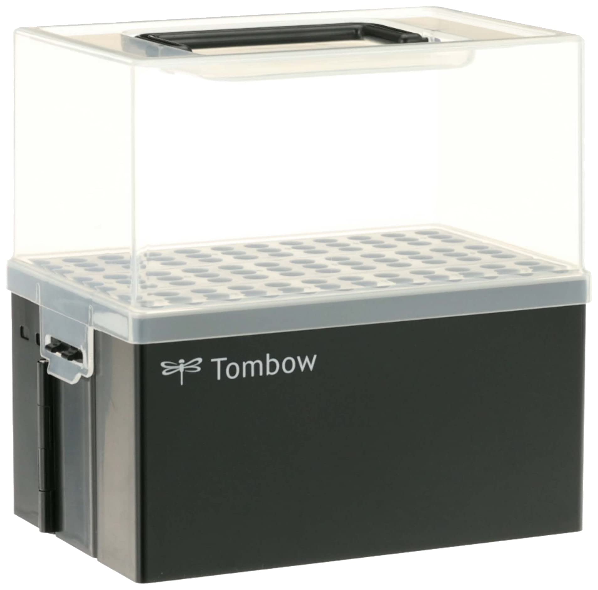 Tombow pen box empty for ABT Dual Brush Pens, desk organiser for 108 pens, hinged, with transport handle ideal for artists