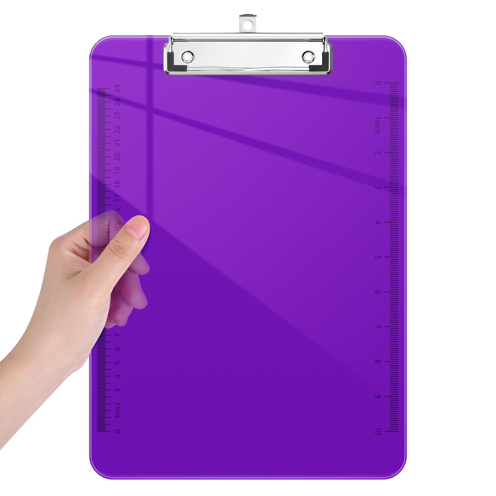 Piasoenc Plastic Clipboards, Translucent Clip Board with Low Profile, Office Supply, School Supplies, Letter Size 12.5 x 9 Inches,Purple