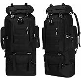 Goaste 100L Camping Hiking Backpack, Molle Military Tactical Rucksack, Waterproof Large Travel Daypack, Adjustable Survival Hunting Sports Bag for Men and Women Hiking, Camping, Touring(Black)