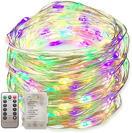 Senbao Dimmable Starry String Lights, 33 ft, Copper Wire,8 Modes Starry Fairy String Lights Battery Powered with Remote Control (Multicolor)