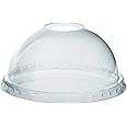 GUSTO [100 Count] Clear PET Plastic Dome Lids With Straw Slot for 12, 16, 20 & 24 oz. Milkshake Cups