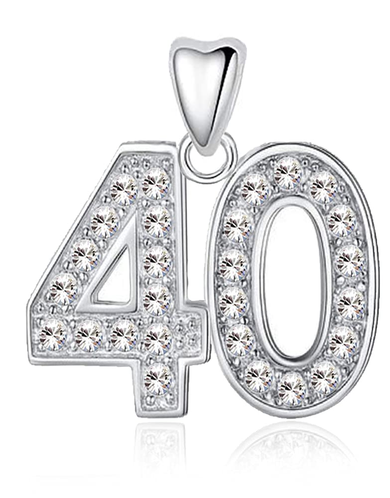 40 Charm Bead 925 Sterling Silver for Pandora Moments Women's Charms Bracelet & Necklace - 40th Happy Birthday Her Girls Women - Gift Box