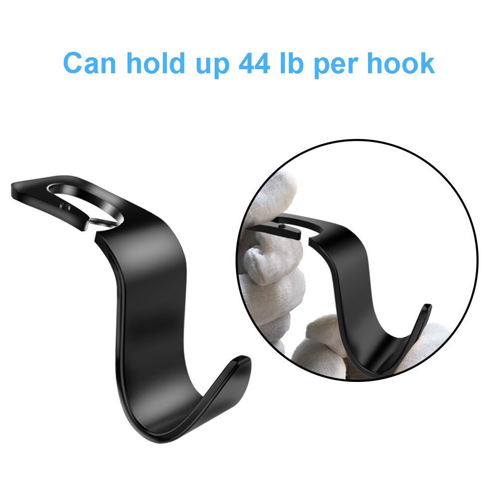 Fourcase 4Pack Car Back Headrest Hooks,Universal Car Vehicle Seat Hanger Holder Hook Organizer for Bag Purse Handbag Cloth (Black)