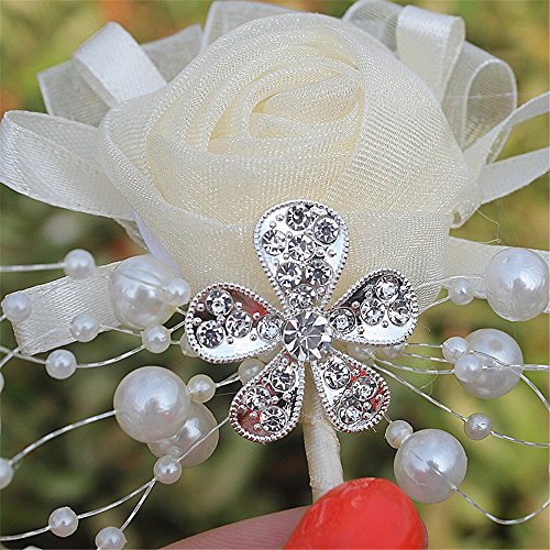 S_SSOY Boutonniere Bridegroom Groom Men's Boutonniere Groomsmen Boutineer Pin Corsage Flower for Wedding Homecoming Prom Suit Decor 1 Pcs