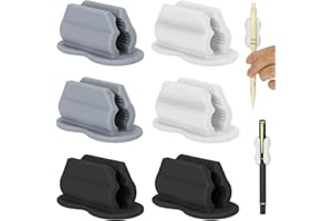 Magnetic Pen Holder 6 Pack Adhesive Pencil Organizer for Wall Desk Clipboard – Dual-Slot Silicone Pen Cup in Grey White Black