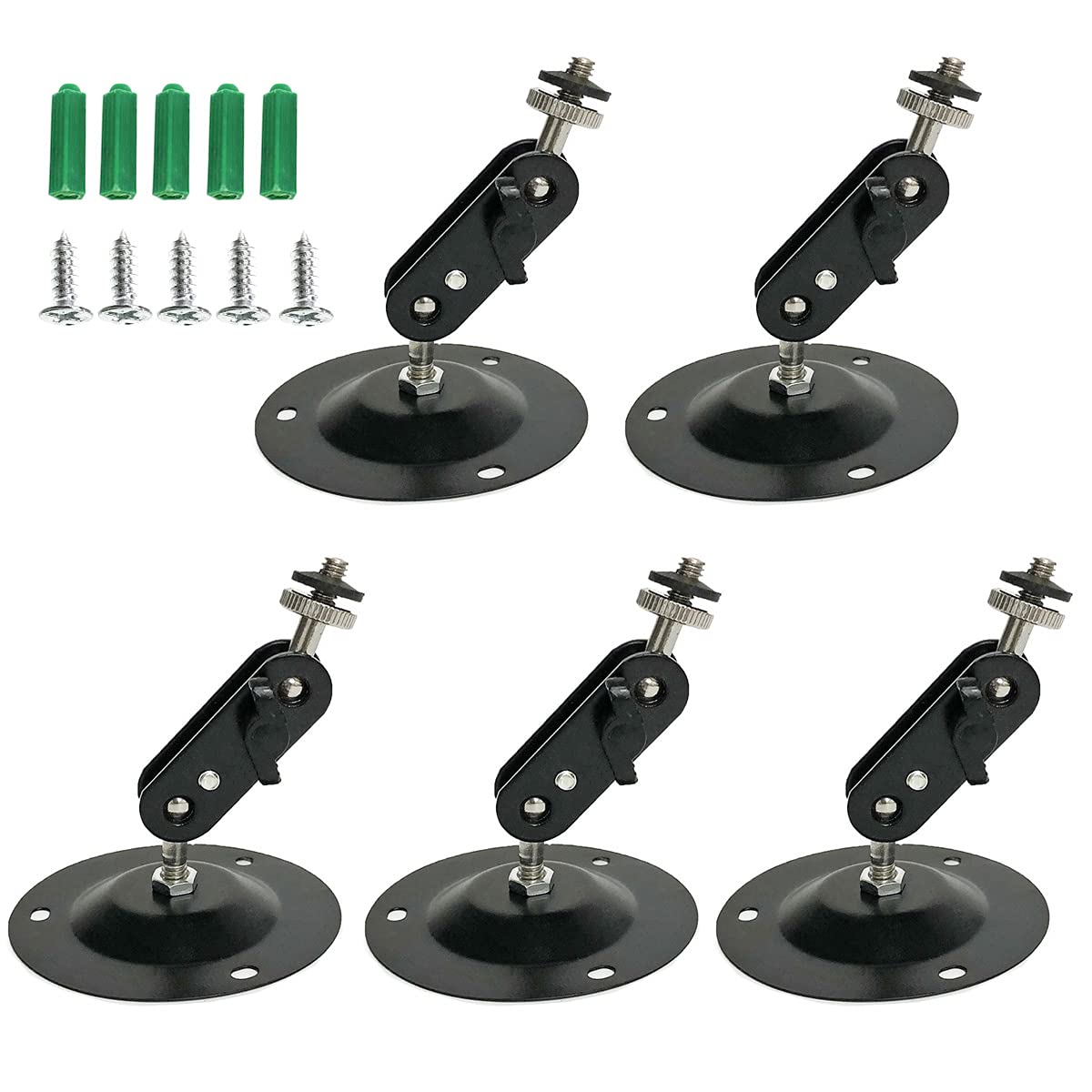 Smavles Wall Ceiling Camera Brackets 5Pcs Camera Brackets Security Wall Mount Adjustable Indoor and Outdoor Mount Bracket (Black)