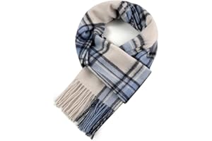 WAMSOFT Wool Winter scarf Plaid scarf Soft Warm Tartan checkered Striped Fashion Scarf Classic for Women Men Scarves
