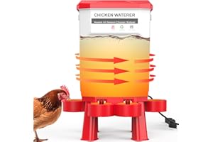 JELSVOP Hanging Heated Chicken Waterer, 3 Gallon Plastic Chicken Water Heater Heated Poultry Drinker, Detachable Legs, Winter and Summer Dual-use, Poultry Water Heater for Chicken Goose Duck - Red