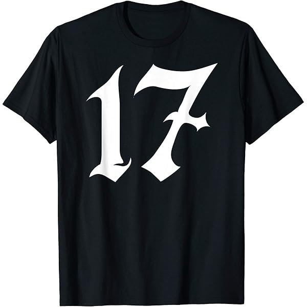 Amazon.com: Old English Number 17 or Seventeen T-Shirt : Clothing