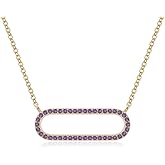 LUSTRE AND LIGHT Natural Gemstone Paper Clip Pendant Necklaces for Women in Silver/18K Yellow/Rose Gold Vermeil, Birthstone Jewelry Gifts for Her Birthday,Anniversary,Christmas, Mothers Day,Graduation