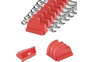 Yaseingoo 48PCS Magnetic Modular Wrench Organizer,Wrench Holders Organizers with Metric & SAE Label for Tool Drawer Storage -Red with Magnets