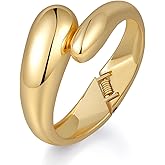 Wrlcorly Gold Cuff Bangle Bracelet for Women Thick Hinged Wrist Cuff Open Wide Chunky Oval Bracelet Minimalist Irregular Bangle Jewelry Gift