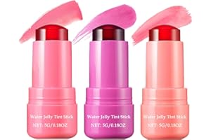 YISHIFA 3 PCS Cooling Water Jelly Tint,Multi-Use Jelly Blush Stick,Sheer Lip & Cheek Stain-Chill Red&Coral&Berry Water Jelly Tint Lip Gloss,Creates A Moist Watercolor Effect Jelly Lip Tint