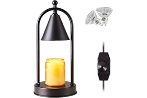YXTH Candle Warmer Lamp with 2 Bulbs, Electric Candle Warmer Dimmable, Candle Lamp Compatible with Small & Large Candle, Wax Melts Warmer for Candle Jars, Candle Holders for Home Decor (Black)