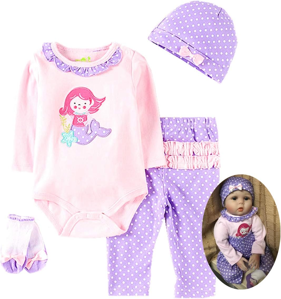 Reborn Baby Dolls Clothes Girl 22 inch 4 Pcs Sets Outfit