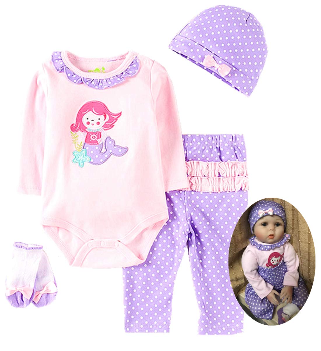 Reborn Baby Dolls Clothes Girl 22 inch Pcs Sets Outfit Fits 20-23 inch  Reborn Doll Newborn Baby Girl Clothing - Main Image