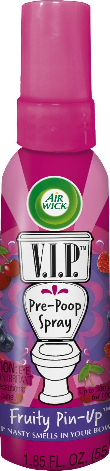 Air Wick V.I.P. Pre-Poop Toilet Spray, Up to 100 uses, Contains Essential Oils, Fruity Pin-up Scent, Travel size, 1.85 oz, Holiday Gifts, White Elephant gifts, Stocking Stuffers