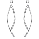 SBLING Platinum-Plated or 18K Gold Plated or 18K Rose Gold Plated Cubic Zirconia Drop Earrings