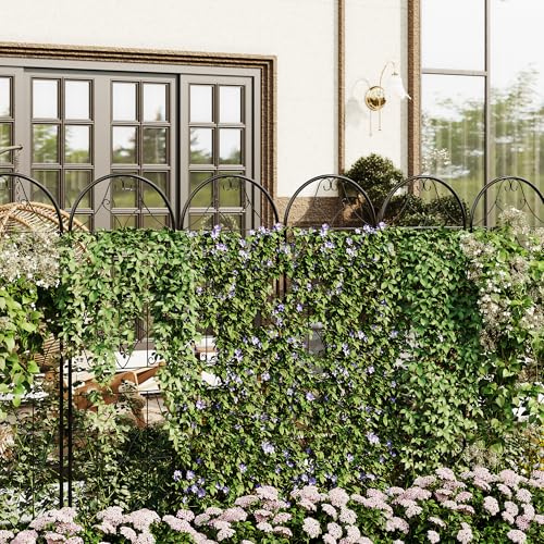 GarveeLife Large Black Metal Garden Trellis Panels – 75"(2M) Tall Decorative Fence for Climbing Plants, Vegetables & Vines – Rustproof Outdoor Support Screen – Ideal for Flowers, Roses, Cucumbers –