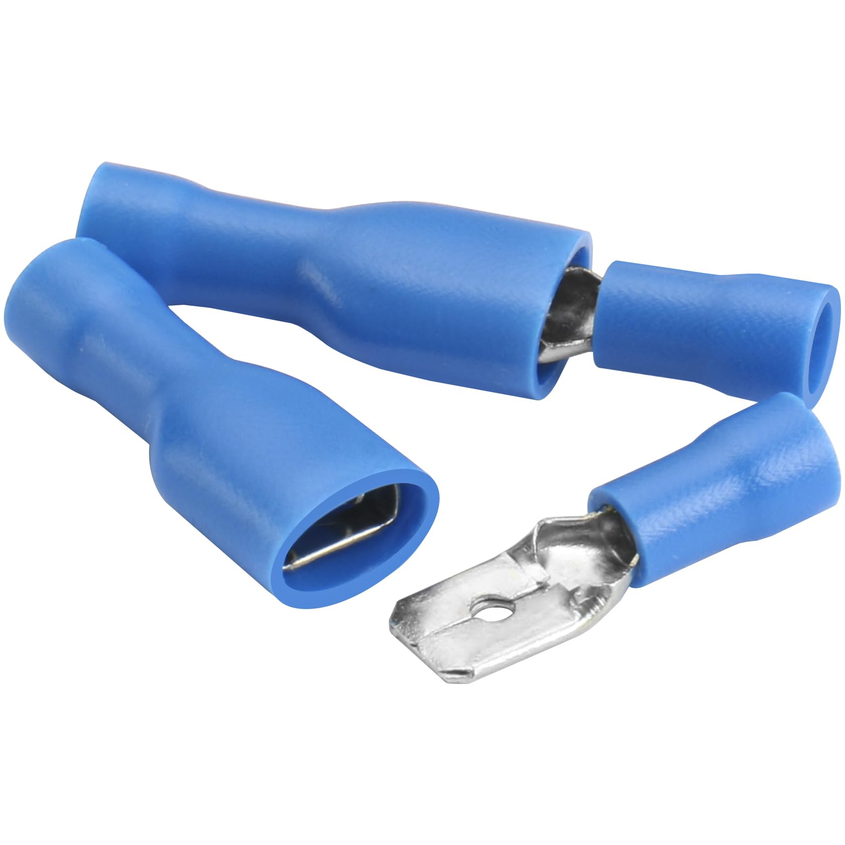 Heschen Male/Female Quick Disconnects Vinyl Fully Insulated, FDFD+MDD2-250 6.3 x 0.8 mm Cable Terminal for 1.5-2.5mm² (16-14 AWG) Blue 100Pack