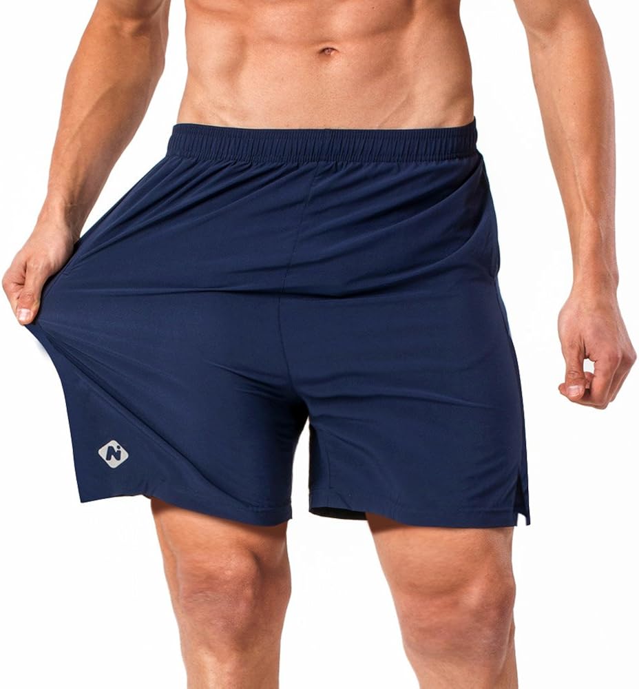 Naviskin Men's 5" Quick Dry Running Shorts Workout Athletic Outdoor Shorts Zip Pocket : Clothing