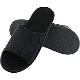 Magtoe Adjustable House Slippers for Men Soft Open Toe Breathable Indoor Slip on Mens Slides Sandals with Memory Foam for Home Bedroom,All Seasons