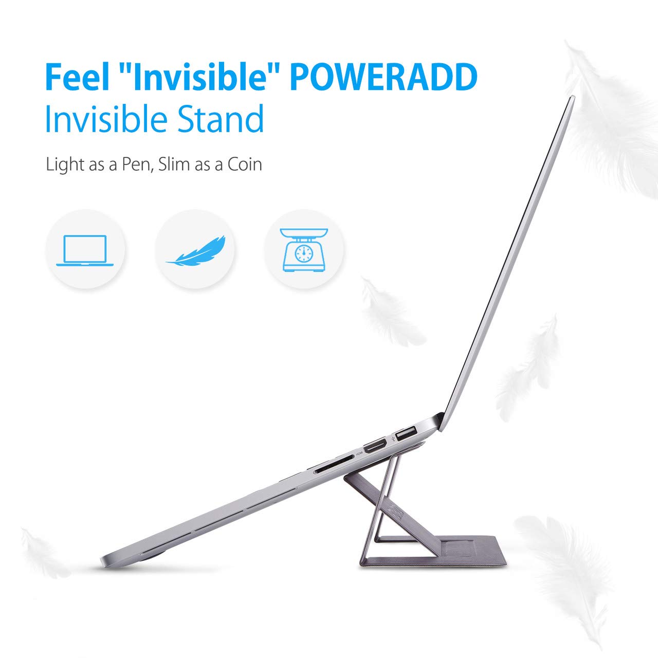 Poweradd Tablet Stand, Lightweight Adjustable Tablet Holder, Desktop Stand Dock Laptop Stand Compatible with iPad, Tablets, Laptop, Nintendo Switch and More - Grey