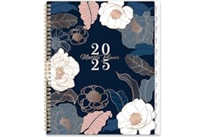 PINCHOCO 2025 Monthly Planner - Monthly Planner/Calendar 2025, Jan.2025-Dec.2025, 8.5" x 11", Monthly Planner with Back Pocket, Twin-Wire Binding - Engraved Floral