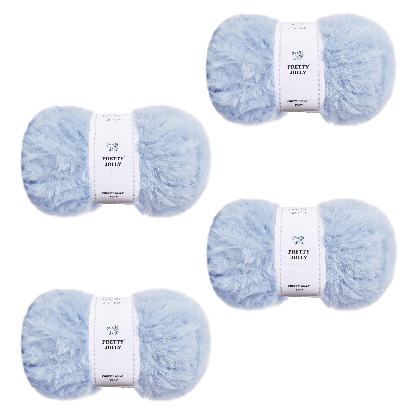 Pretty Jolly 4 Balls Faux Fur Super Soft Chunky Fluffy Yarn for Crochet Knitting Eyelash Polyester Yarn (Mist Blue) — image 1