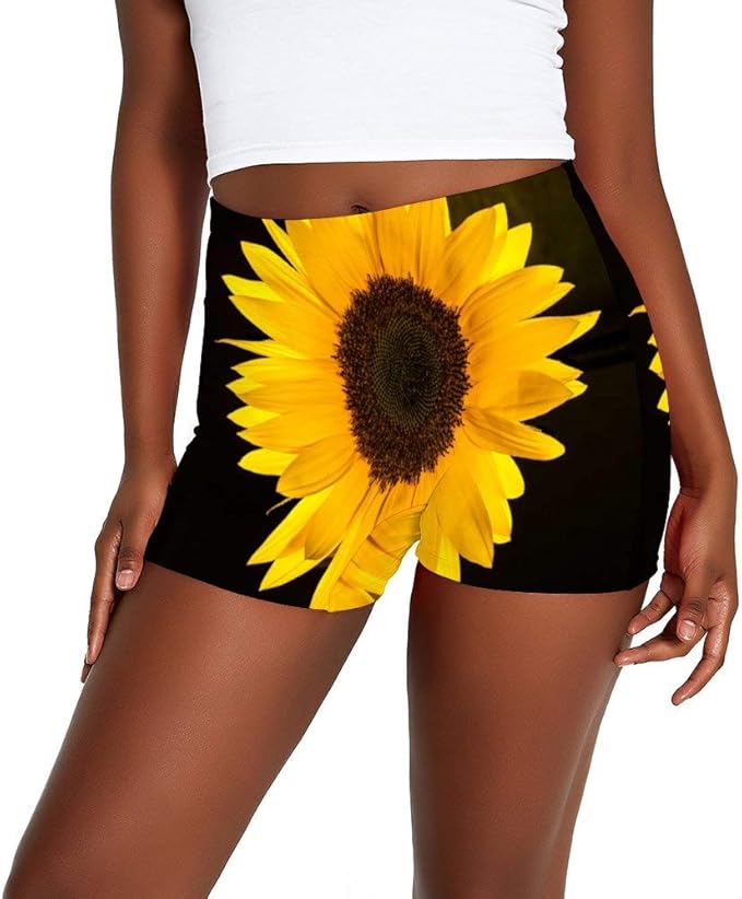 Women�s Gym Shorts Sunflower Yellow Stretchy Slim Fitted