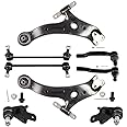 8-PC SET Suspension Kit fit 2012-2017 for Toyota Camry 2013-2018 for Toyota Avalon Front Lower Control Arm Ball Joint Outer Tie Rod End Sway Bar Link