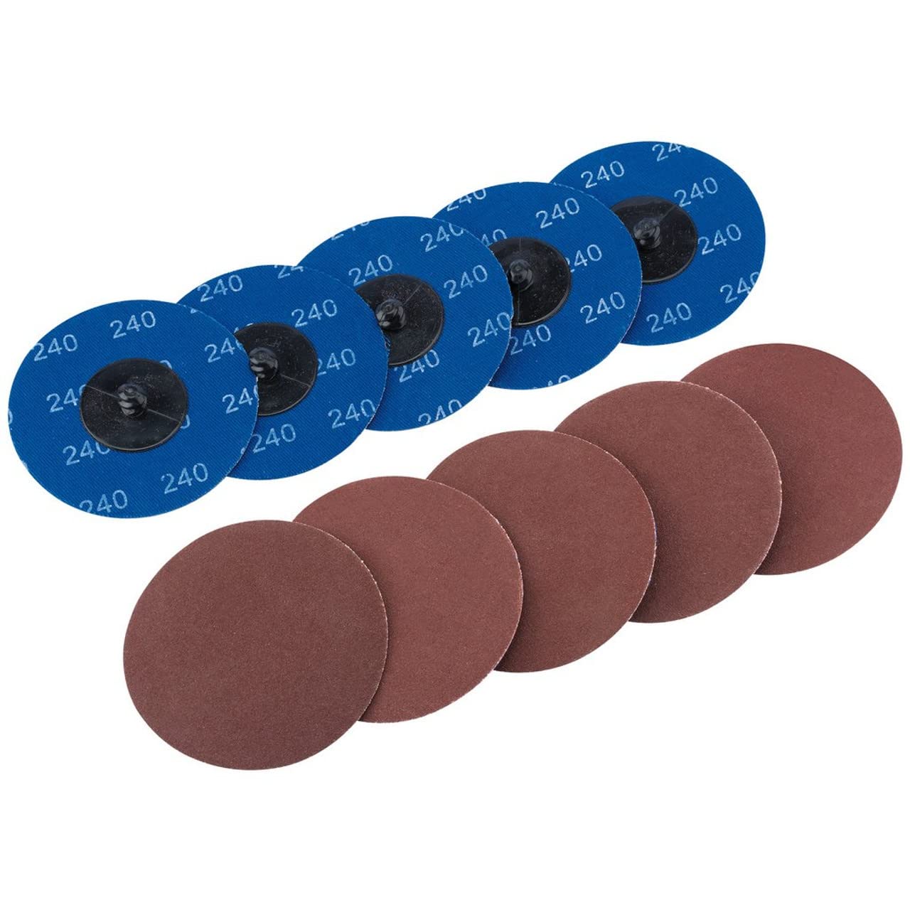 Draper SD3AB 240 Grit Aluminium Oxide Sanding Discs, Blue, 75 mm, Set of 10 Piece — image 1