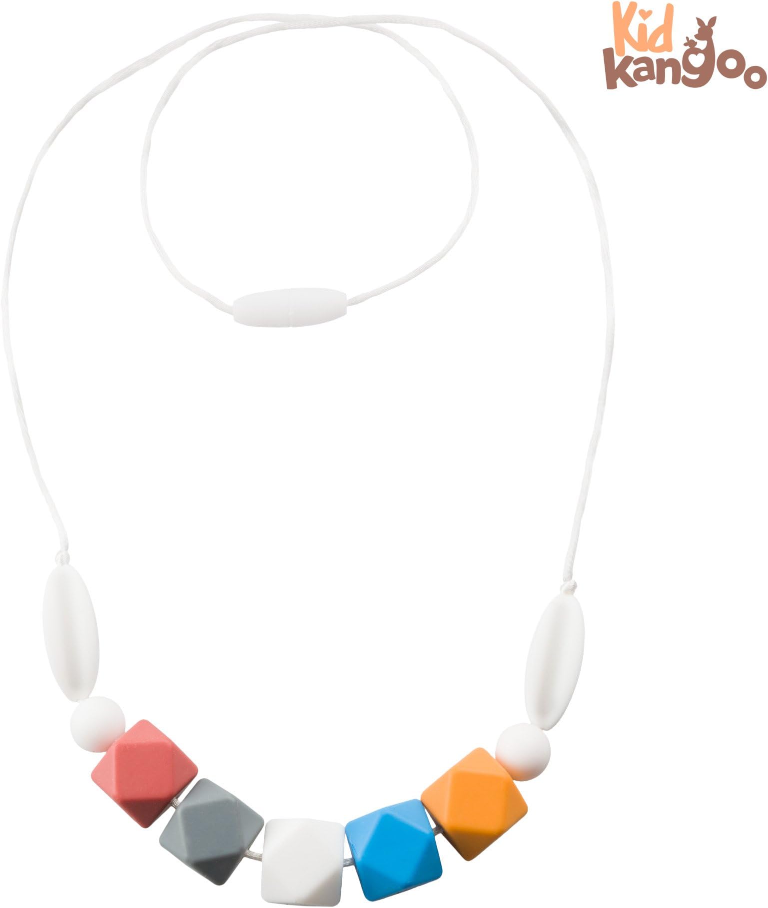 Bite collar for babies - Lactation teether with organic silicone antibacterial food - Lactation teether - collar assembled so that it is not tangled - Teether with patented material that guarantees the use in infants and children - Does not contain BPA, cadmium, latex, metals, PVC Or any other toxic substance - teething drinker collar for teething - easy washing with soap and in dishwasher - waterproof teether collar. Multicolor - orange, blue, white, black, red