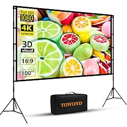 TOWOND Projector Screen with Stand, 100 inch