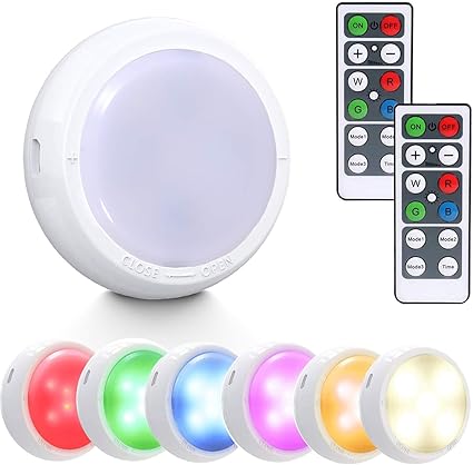 Luz inalámbrica para debajo del gabinete, paquete de 6 luces LED RGB