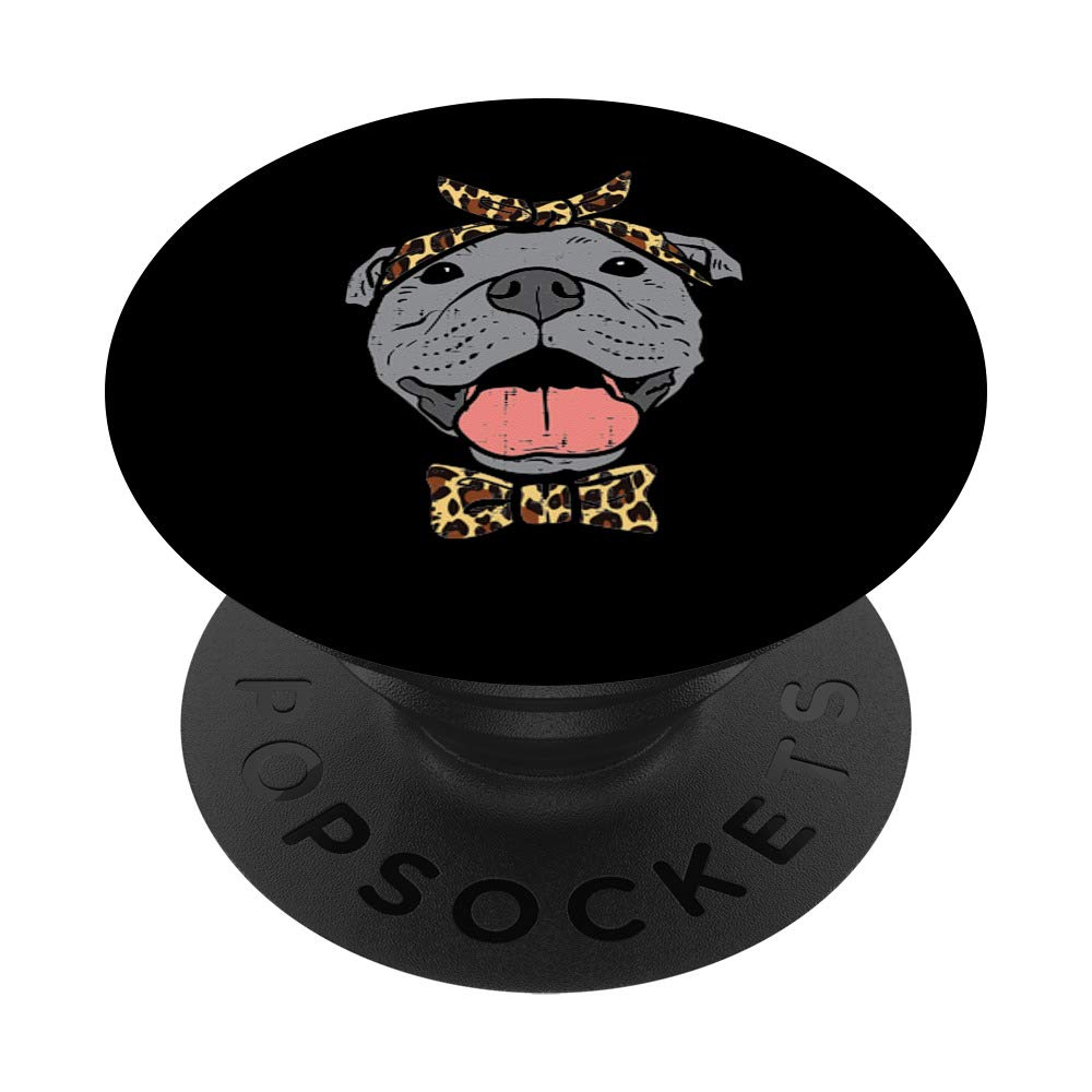 Pitbull Leopard Print Bandana Pitties Dog Lover Owner Gift PopSockets PopGrip: Swappable Grip for Phones & Tablets
