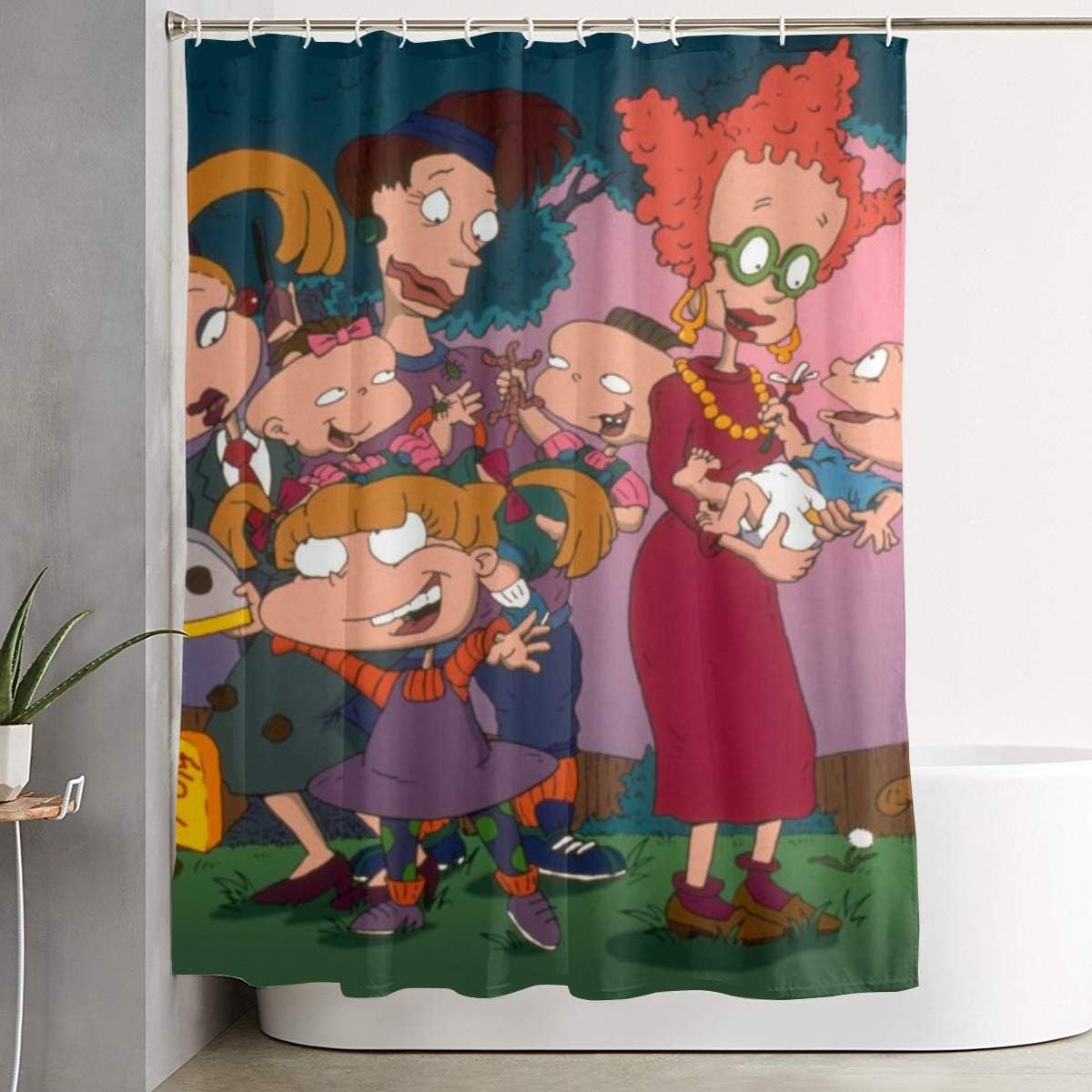 Amazon Com Robett Rugrats Shower Curtain 59x70 Inch Waterproof Fabric Bathroom Shower Curtain Set With 12 Hooks Home Kitchen